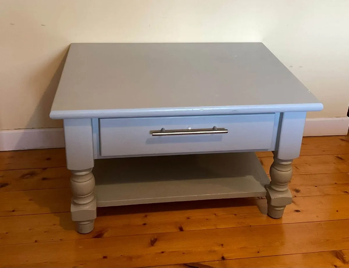 Wooden Coffee Table with Storage Drawer & Shelf - Image 1