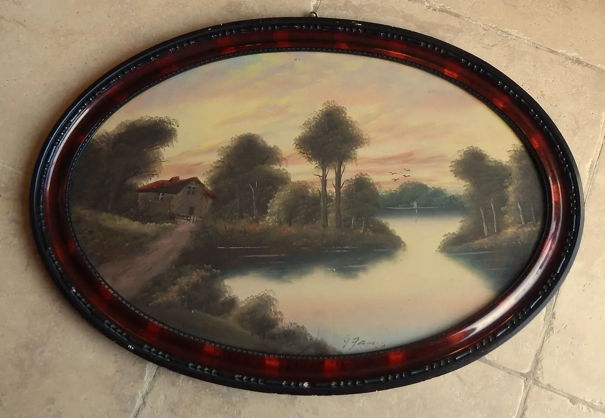 2 Large Signed Oil on Board Paintings - Image 2