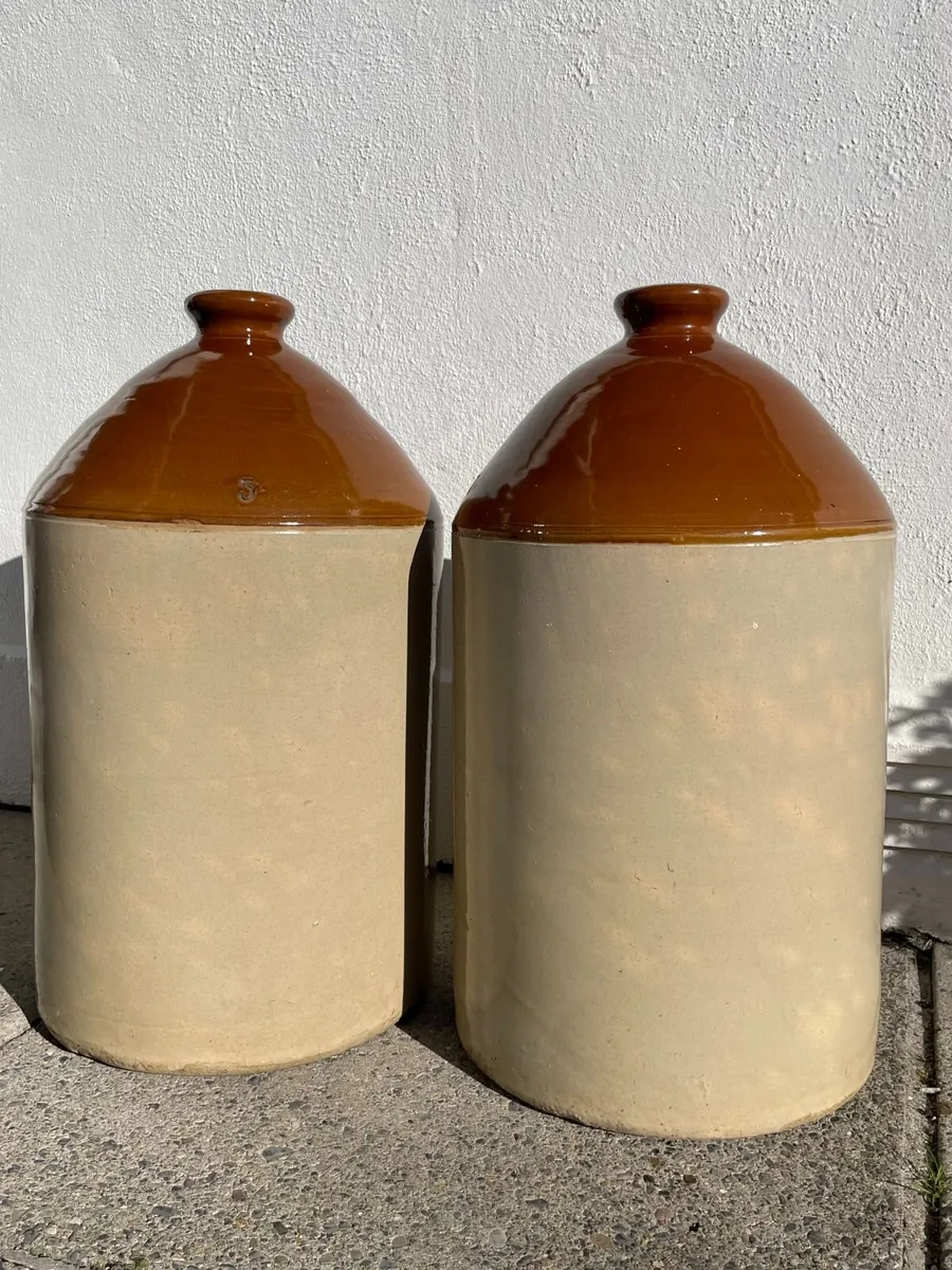 Pair of Antique Stoneware flagons (5 gallon) - Image 1