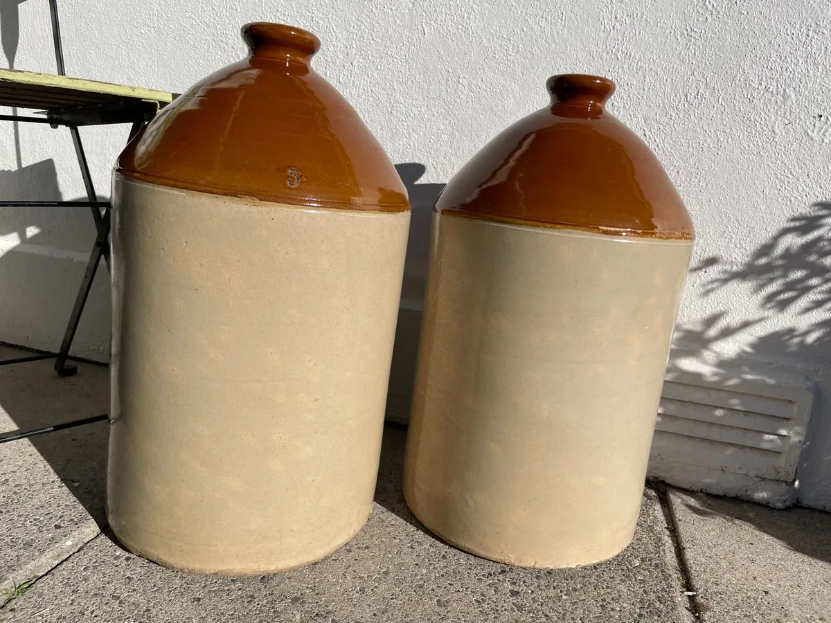 Pair of Antique Stoneware flagons (5 gallon) - Image 3