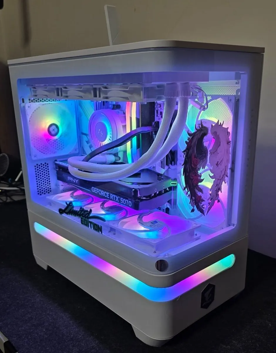 Angel Wings Ryzen 7 X3D RTX 5070 White Gaming PC - Image 1