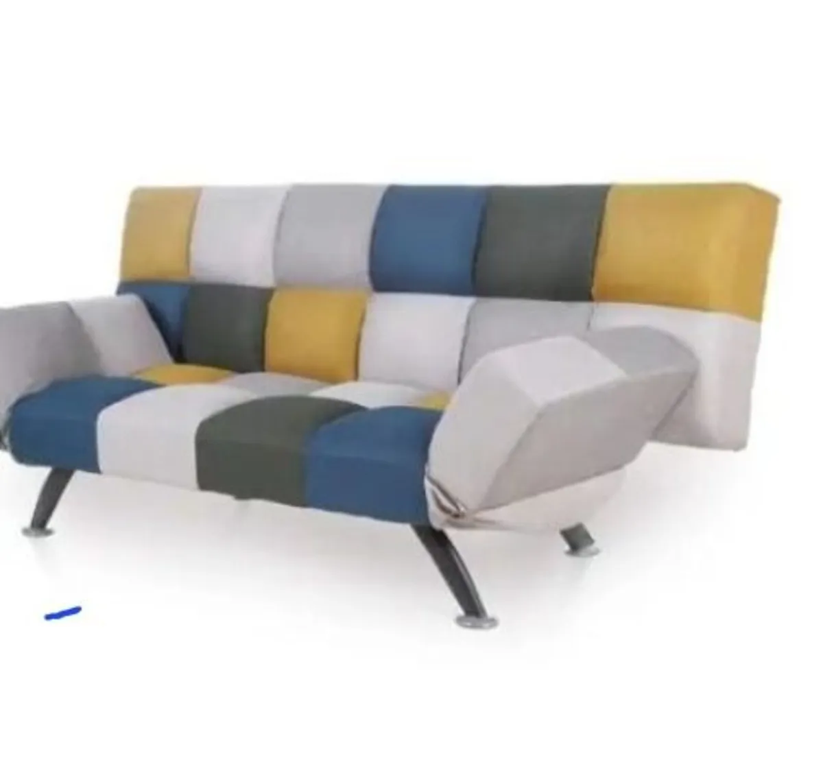 Boston Yellow & Blue Patchwork Sofa Bed - Image 2
