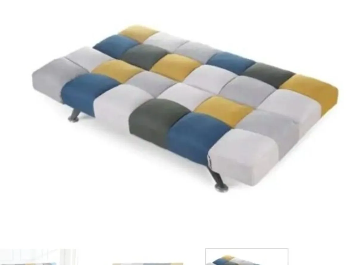 Boston Yellow & Blue Patchwork Sofa Bed - Image 1