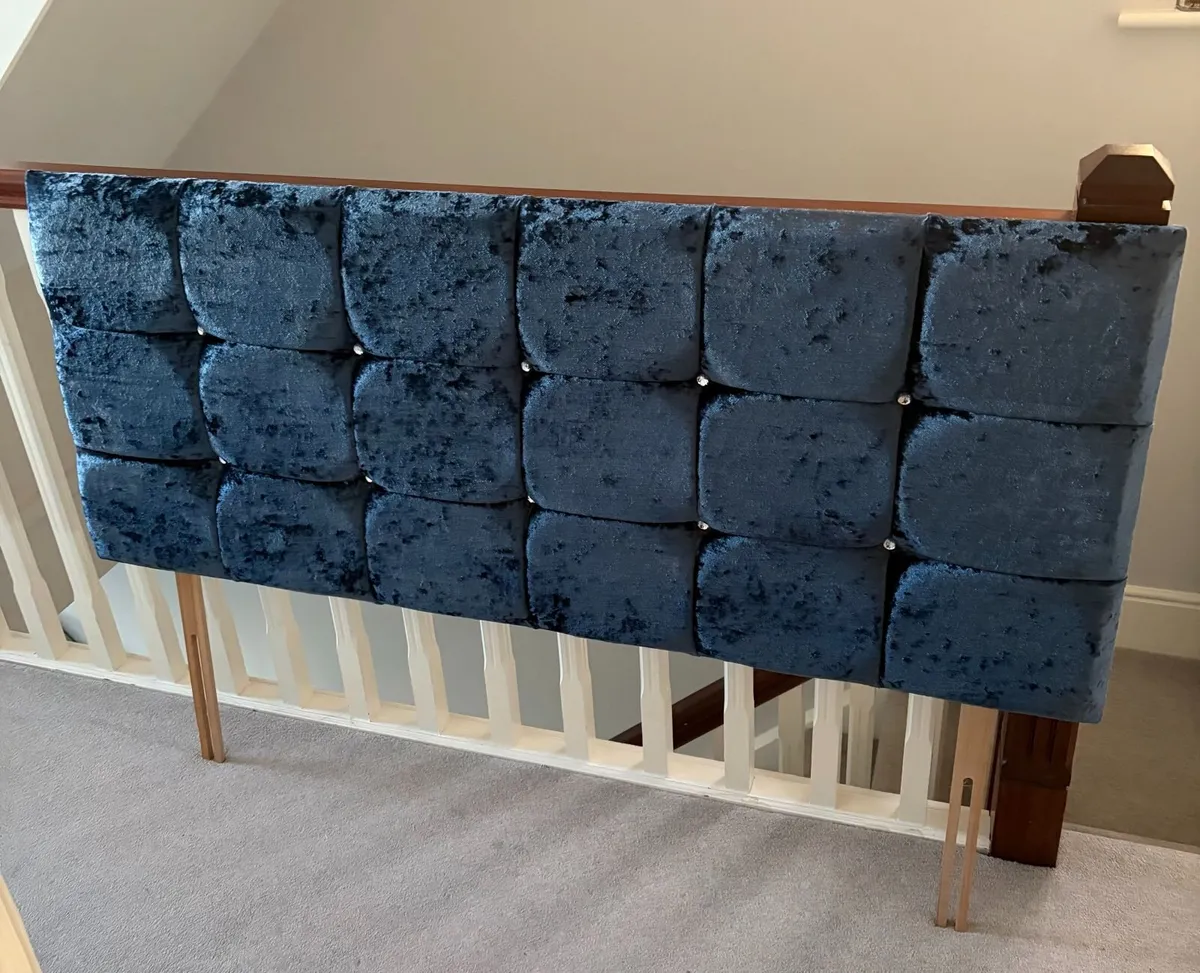 Navy velvet headboard - Image 1