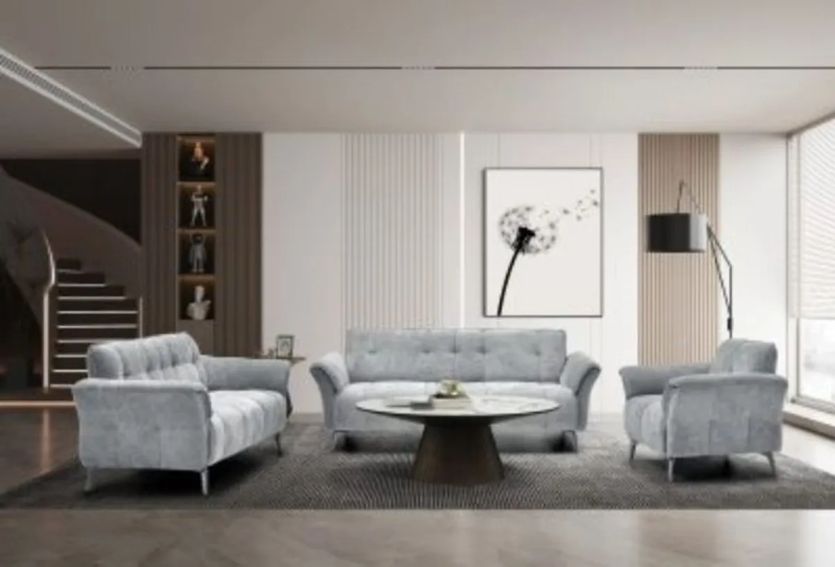 Amalfi 3 + 2 + 1 Grey Fabric Suite - Image 1