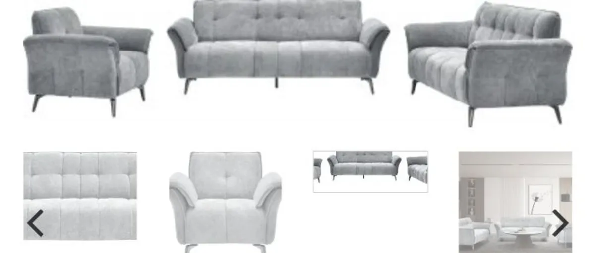 Amalfi 3 + 2 + 1 Grey Fabric Suite - Image 2