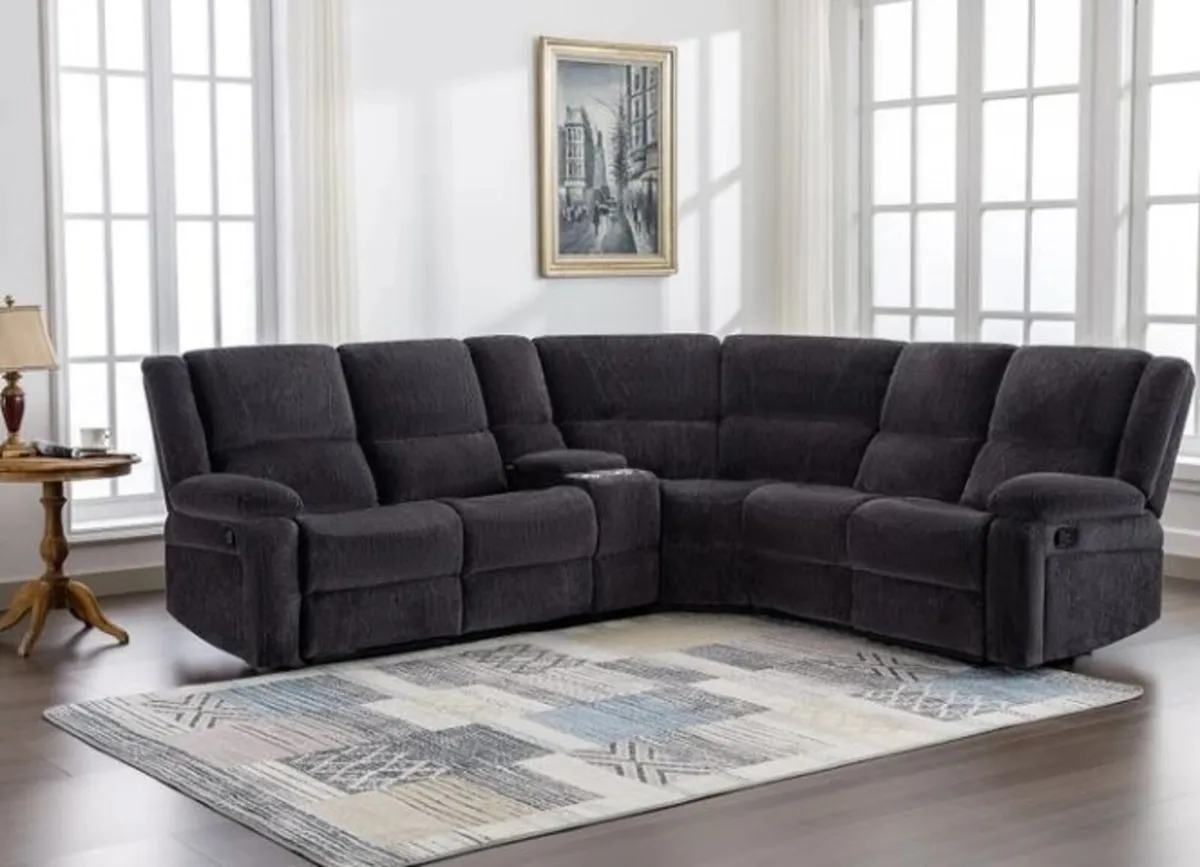 Perth Charcoal Corner Sofa W/Console
