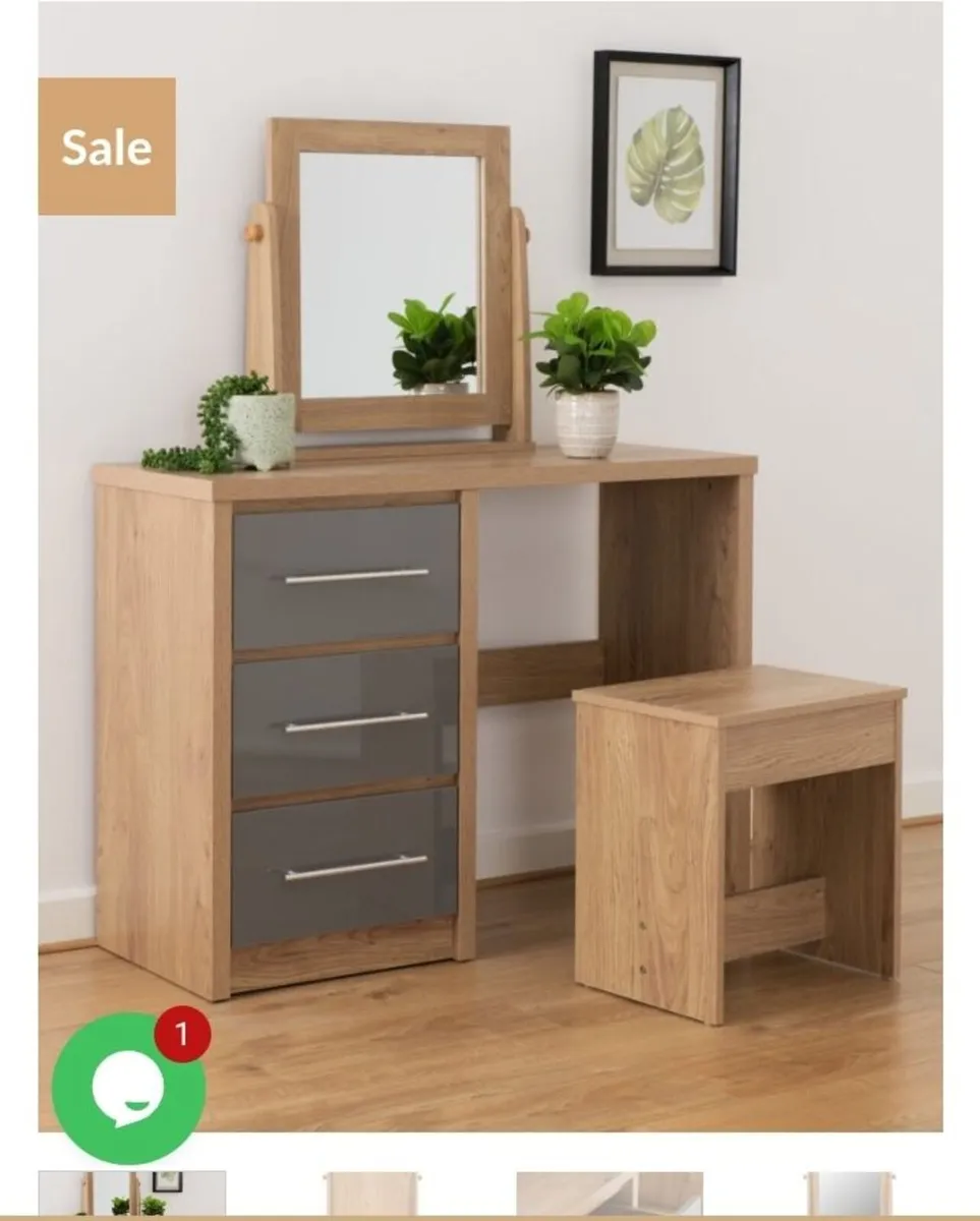 Seville 3 Drawer Dressing Table Set - Image 1