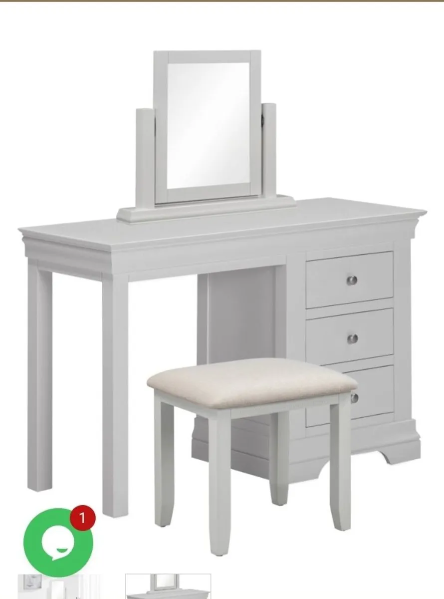 Bordeaux 3 Drawer Dressing Table Set Pebble Grey - Image 1