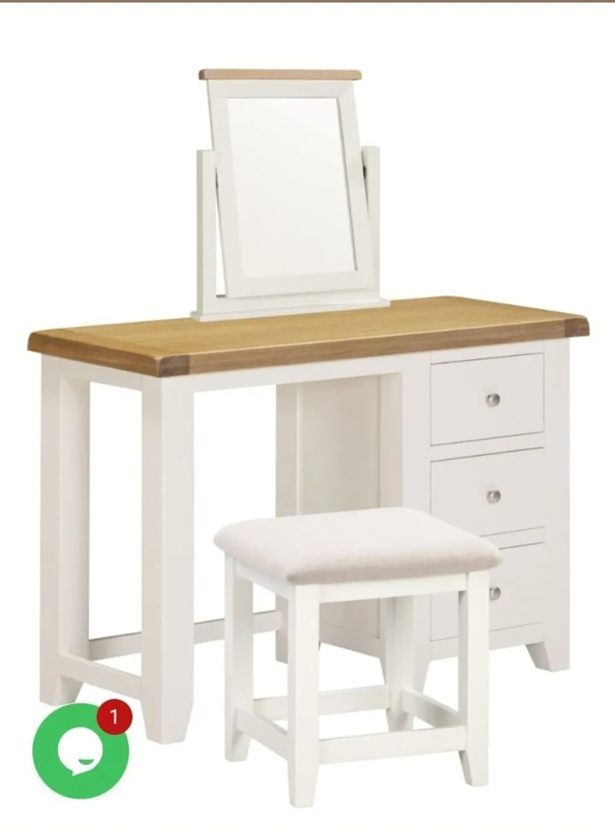 Windsor 3 Drawer Dressing Table Set Ivory - Image 2