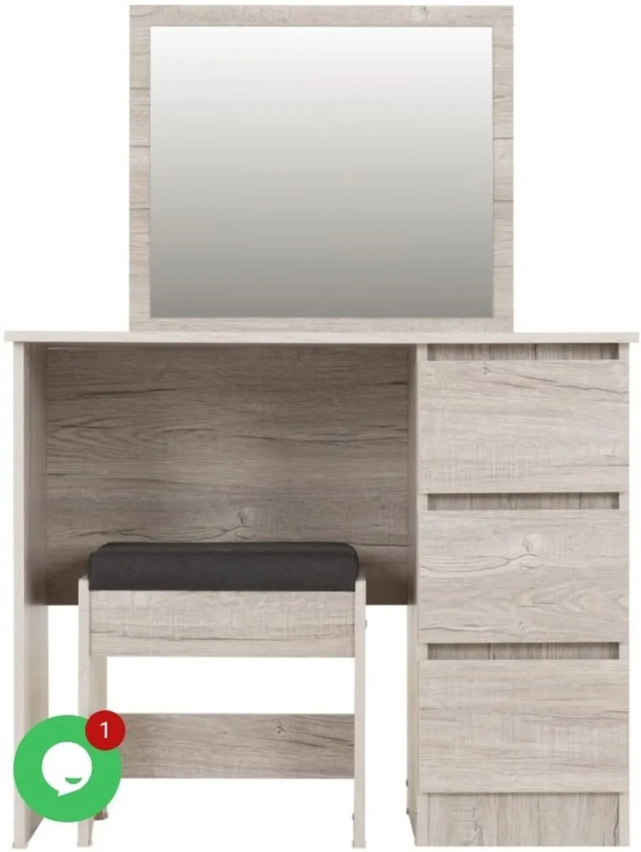 Malvern 3 Drawer Dressing Table Set – Urban Snow - Image 1