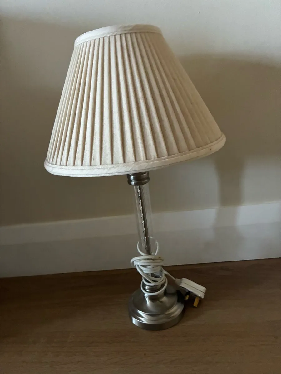 Chrome & glass stem lamp x 2 - Image 1
