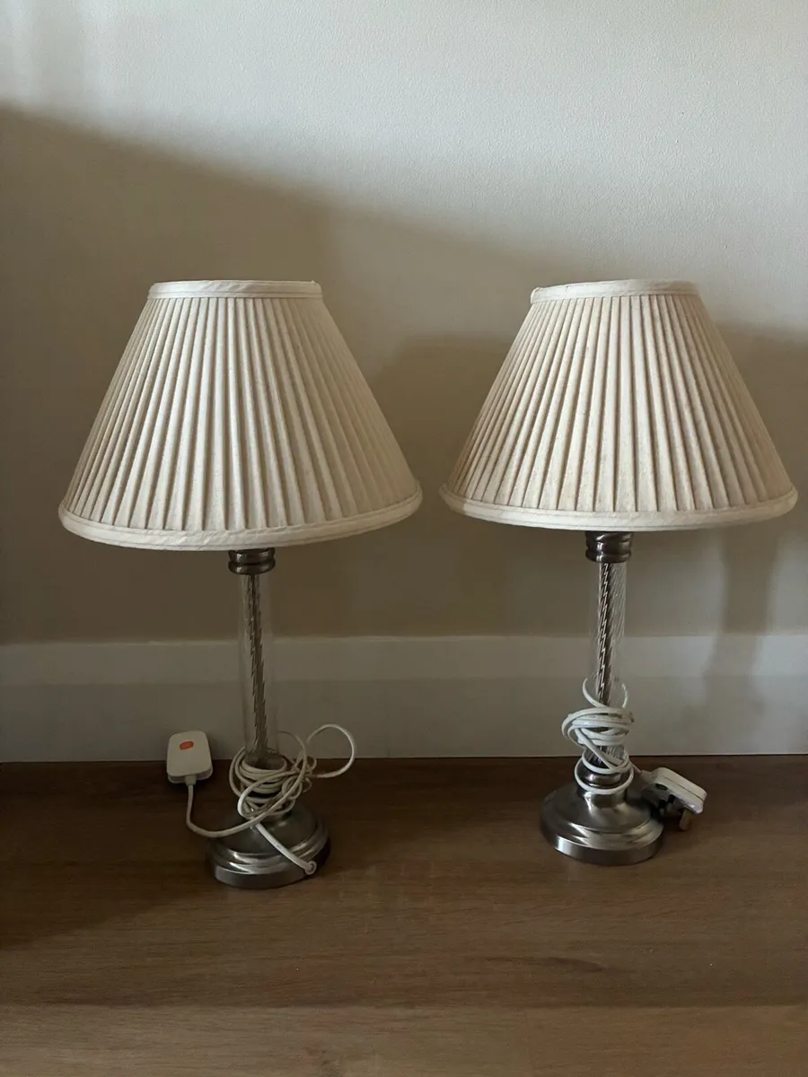 Chrome & glass stem lamp x 2 - Image 2