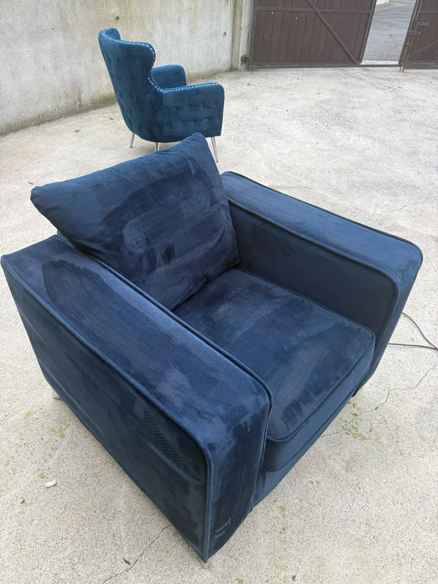 Navy Blue Armchair – Velvet/Velour Finish - Image 2