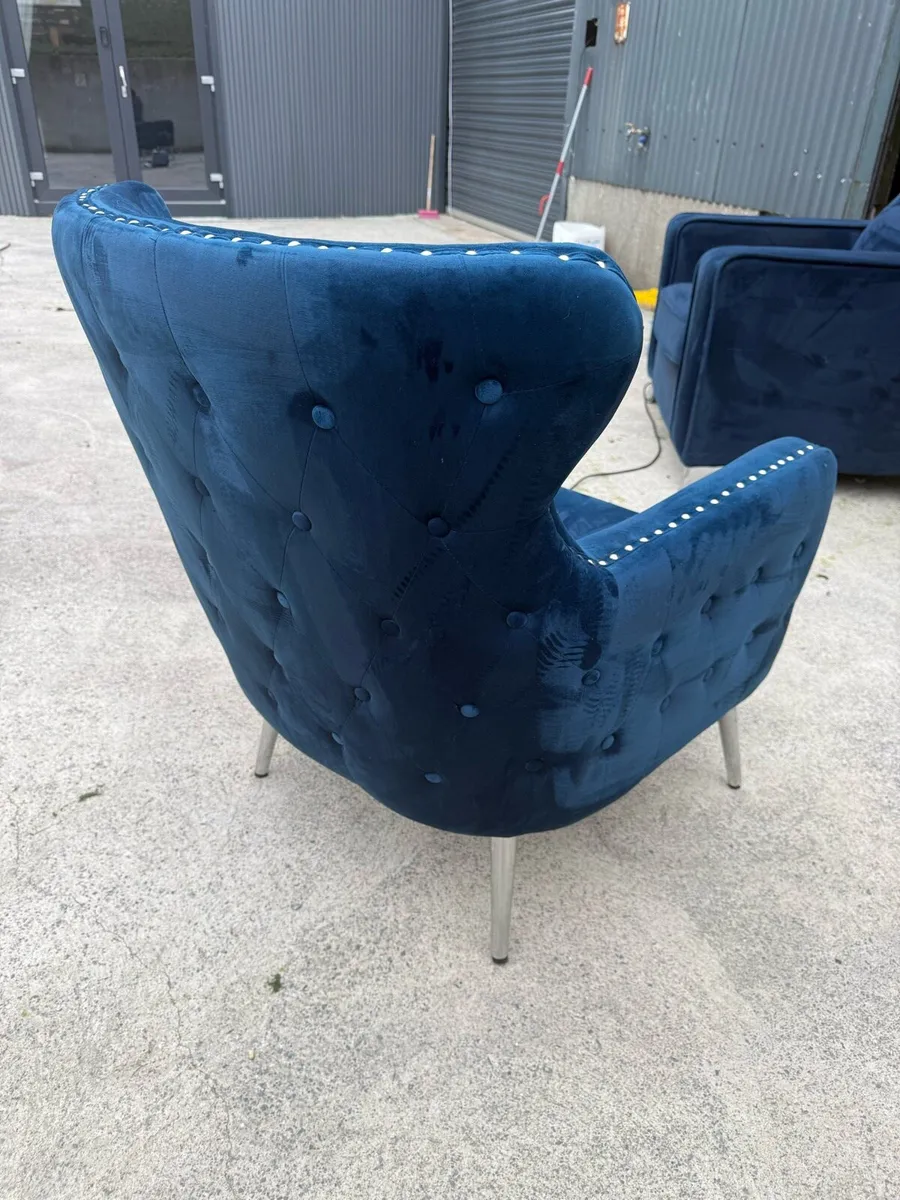 Navy Blue Armchair – Velvet/Velour Finish - Image 3