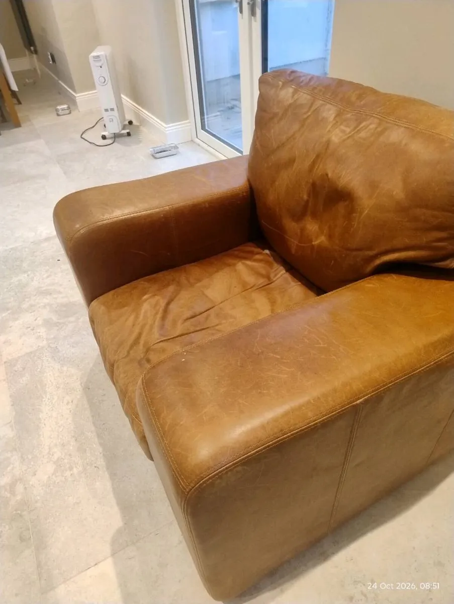Brown leather Halo armchair - Image 2