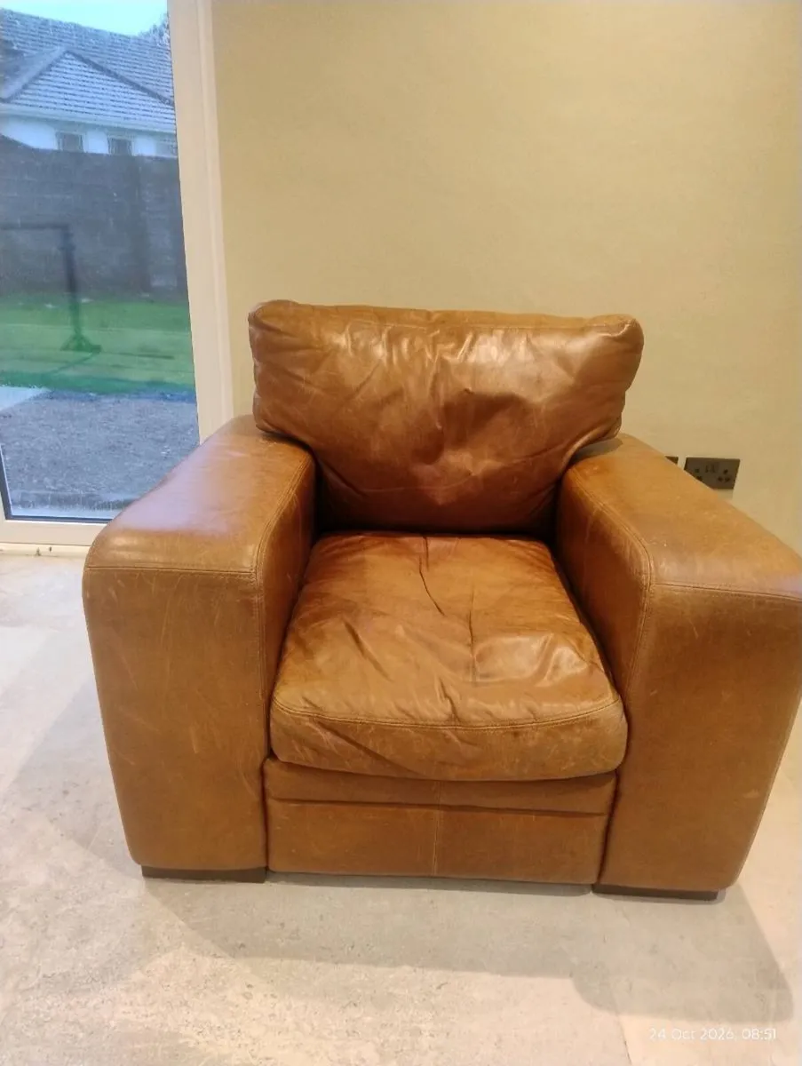 Brown leather Halo armchair - Image 3