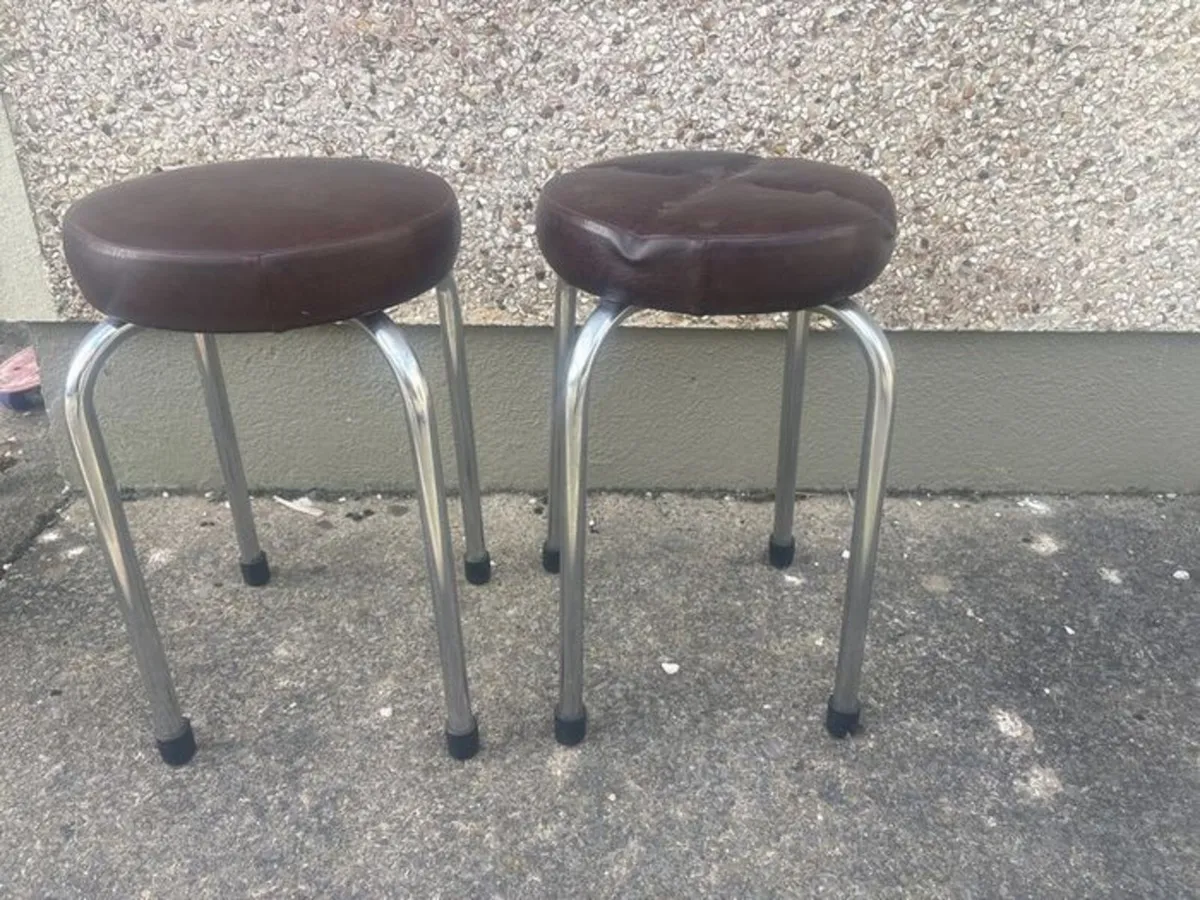 Pair of Retro Chrome Stools - Image 1
