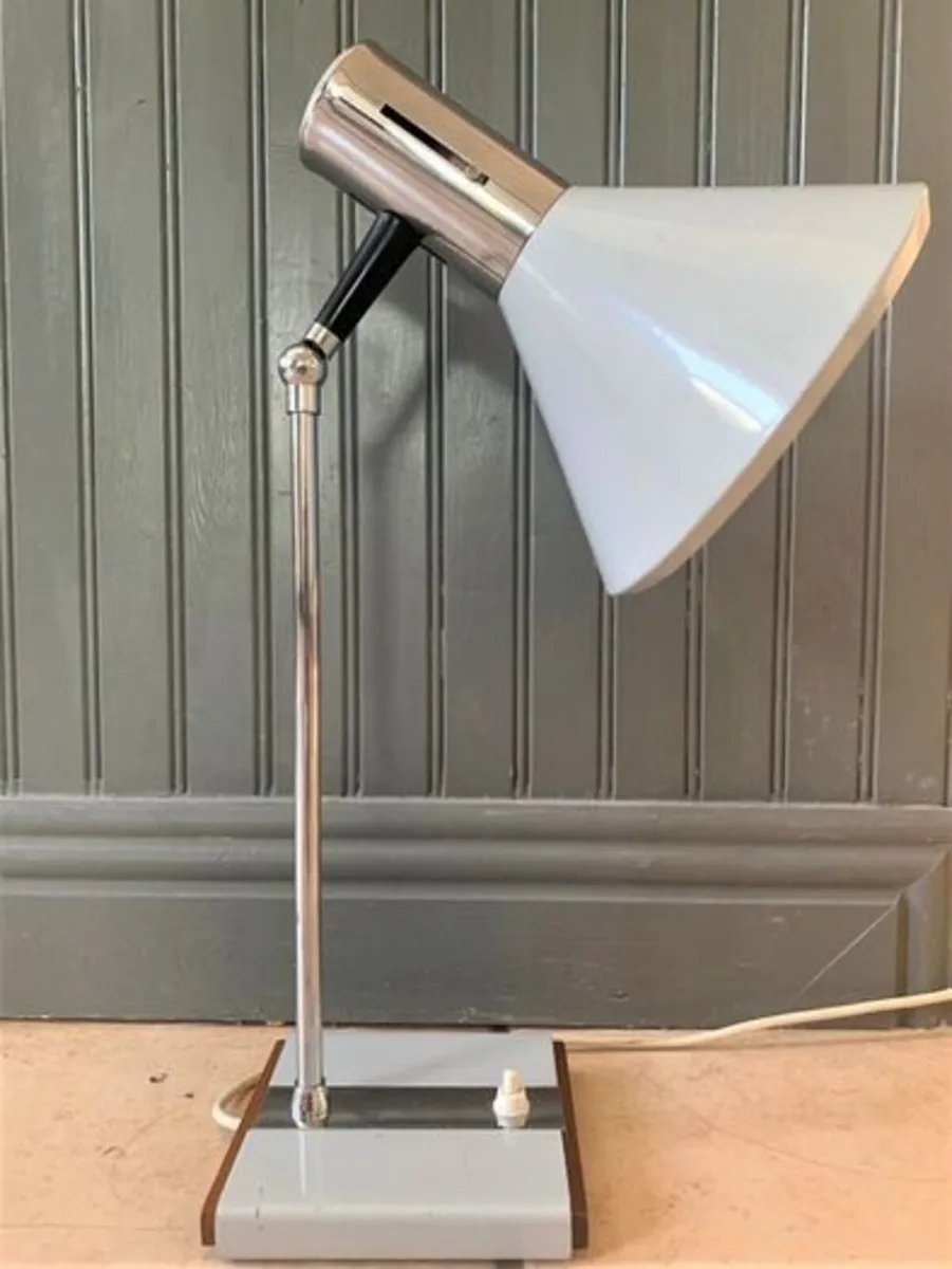 Mid Century Modern Teak & Chrome Desk Lamp - Image 4