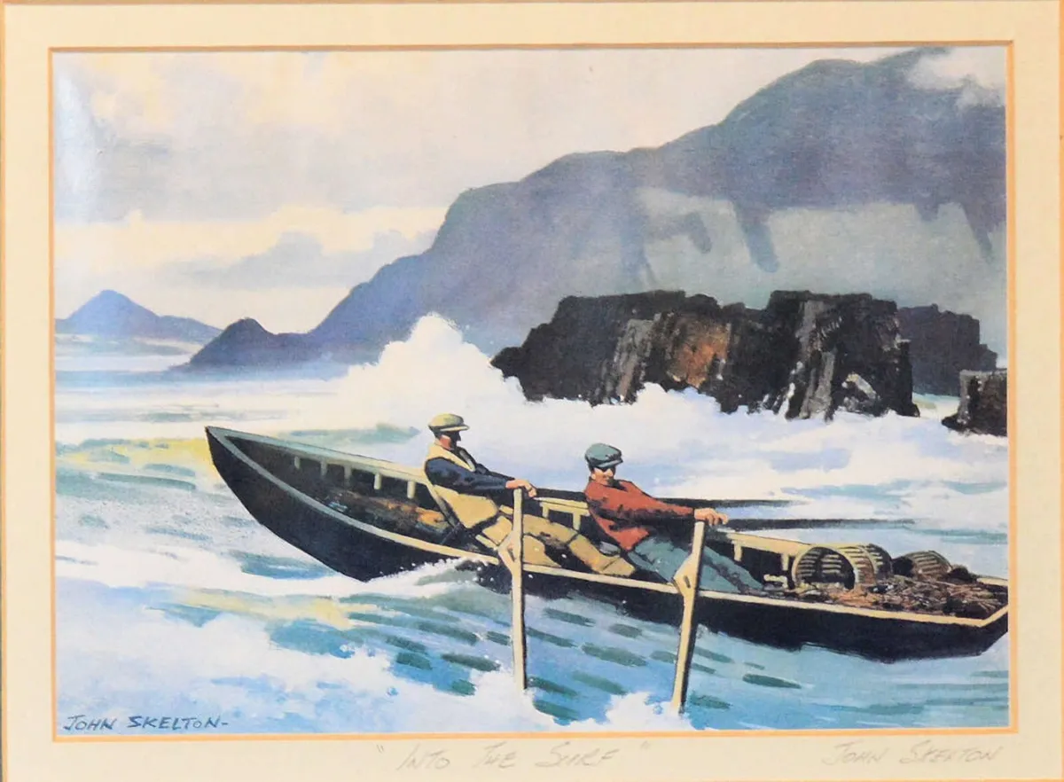 John Skelton Signed Print – Into the Surf Framed - Image 1