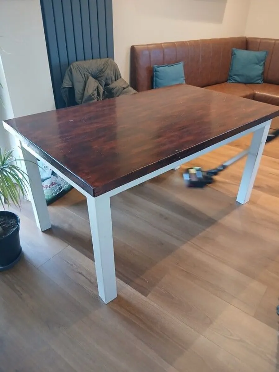 Table & 2 x Benches & 4 Chairs - Image 1
