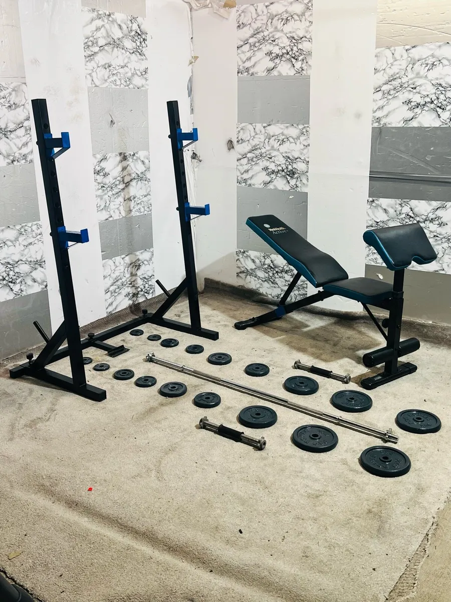 ADJUSTABLE BENCH WEIGHTS RACK BAR DUMBBELLS - Image 2