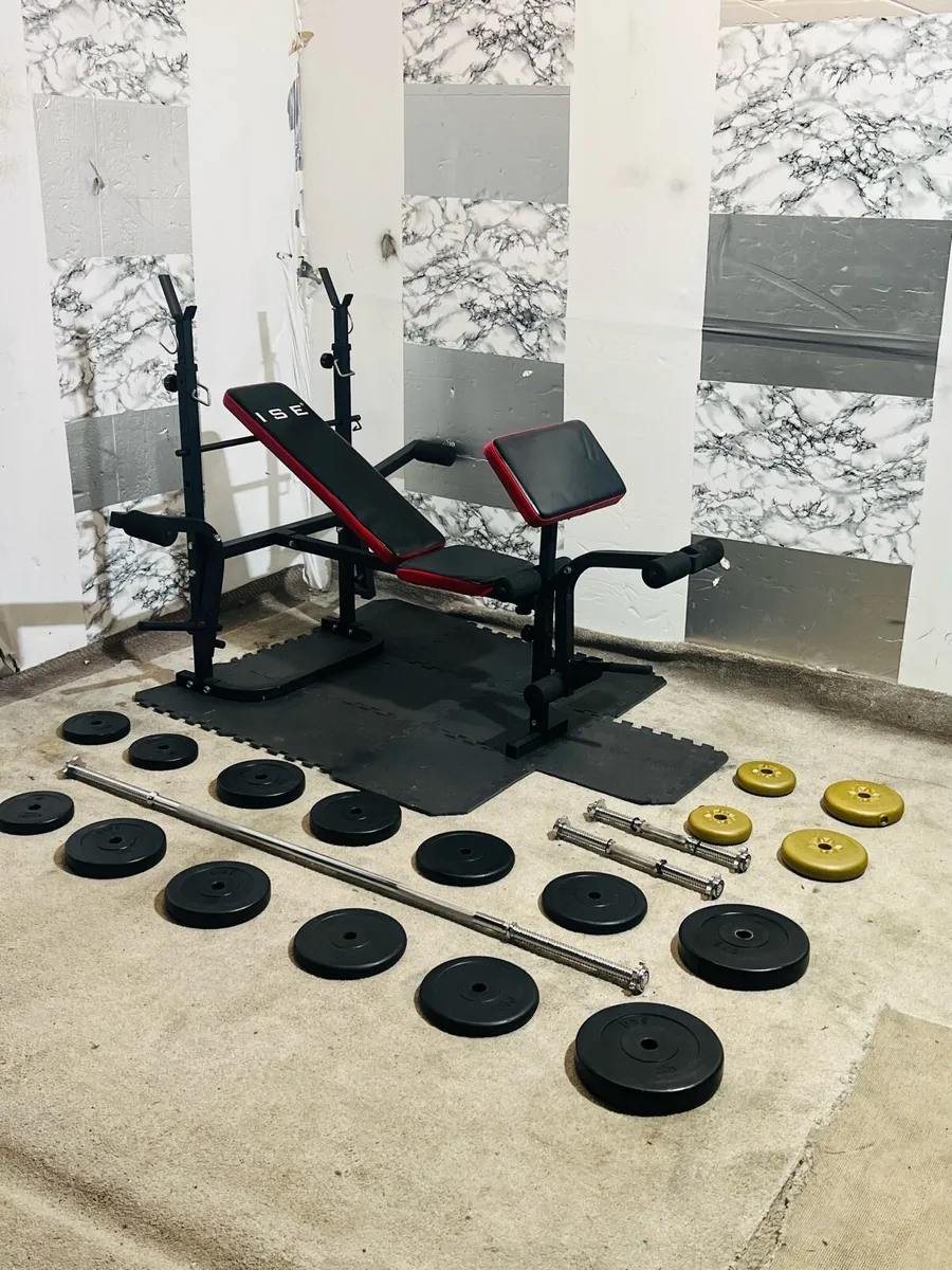 ADJUSTABLE BENCH WEIGHTS BARBELL DUMBBELLS MATS - Image 1