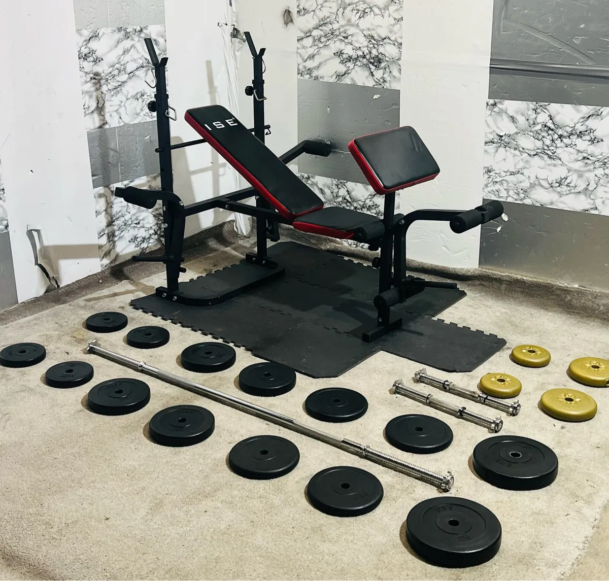 ADJUSTABLE BENCH WEIGHTS BARBELL DUMBBELLS MATS - Image 3