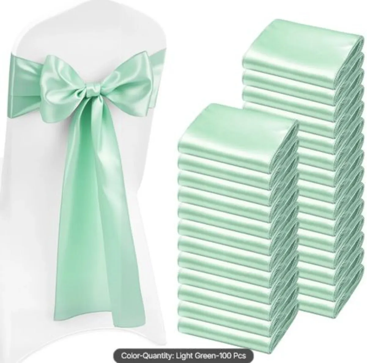Satin Chair Sashes Bows, 100PCS Chair Ribbon Ties - Image 1