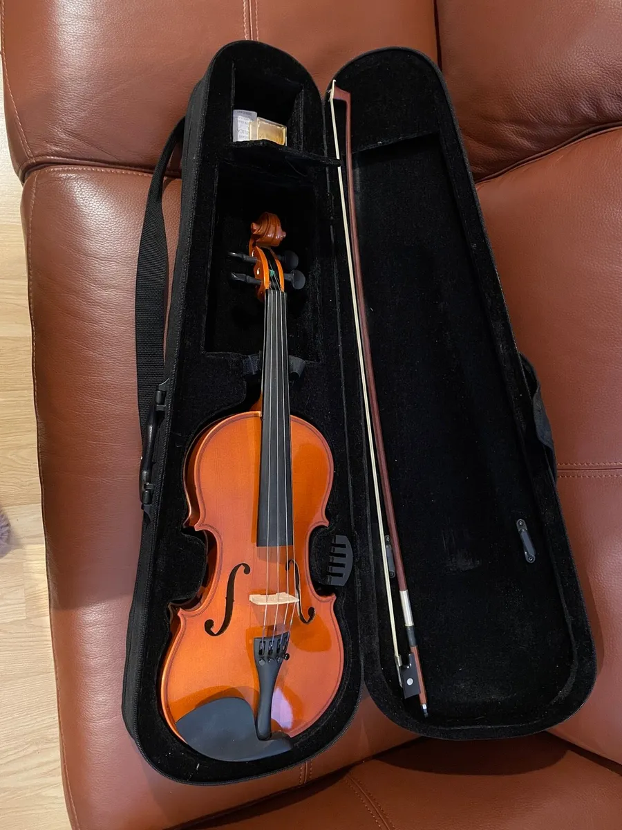 Full size violin / fiddle w/ bow, case, rosin - Image 1