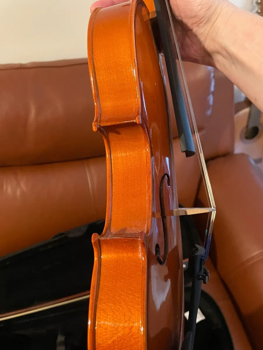 Full size violin / fiddle w/ bow, case, rosin - Image 3