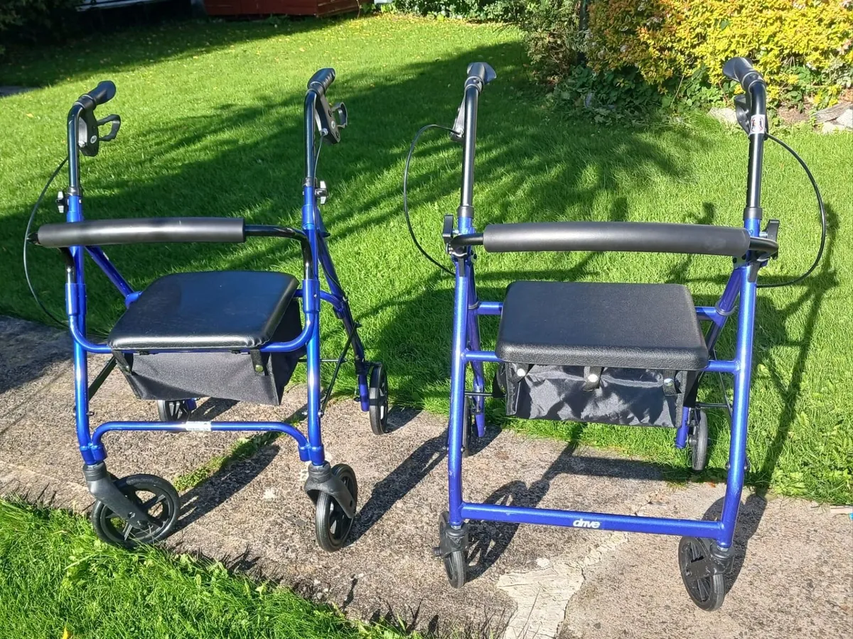 Two Lightweight Aluminium 4 Wheel Rollators. - Image 1