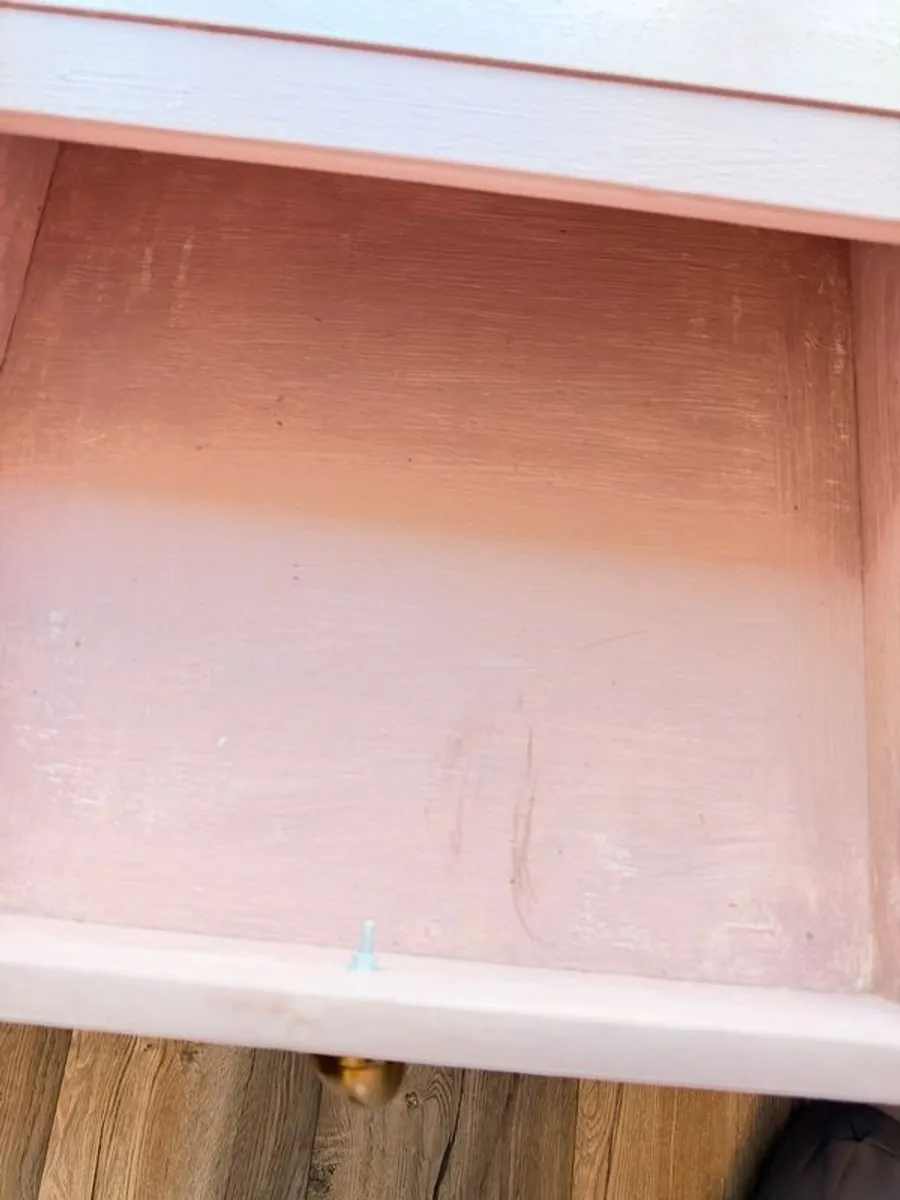 Upcycled Solid Wood 6 Drawer Sideboard / Dressing Table - Farrow & Ball Sulking Room Pink - Image 3