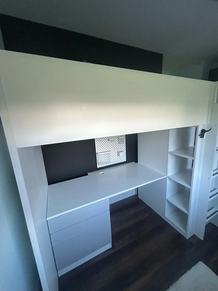 Ikea loft bunk bed, with wardrobe, drawers, desk - Image 1