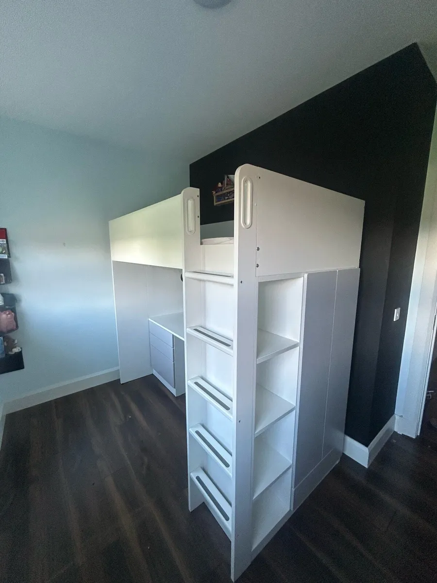 Ikea loft bunk bed, with wardrobe, drawers, desk - Image 2