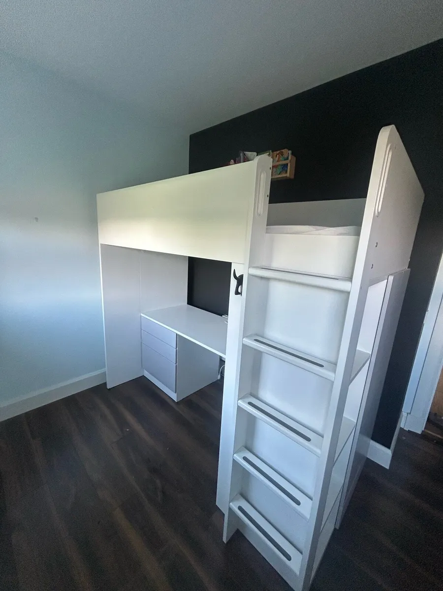 Ikea loft bunk bed, with wardrobe, drawers, desk - Image 3