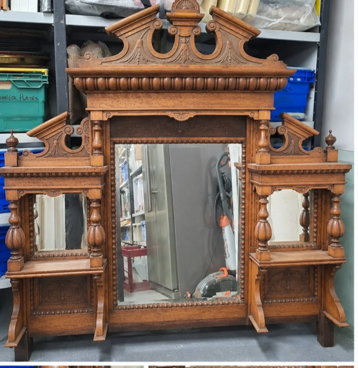 Large Antique Wooden Mirror - Image 1