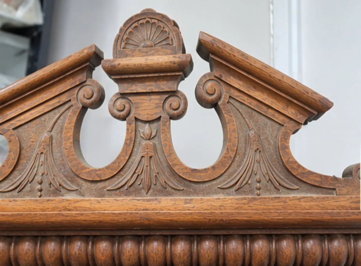Large Antique Wooden Mirror - Image 2