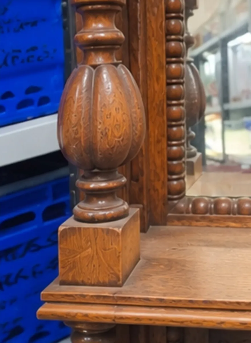 Large Antique Wooden Mirror - Image 3