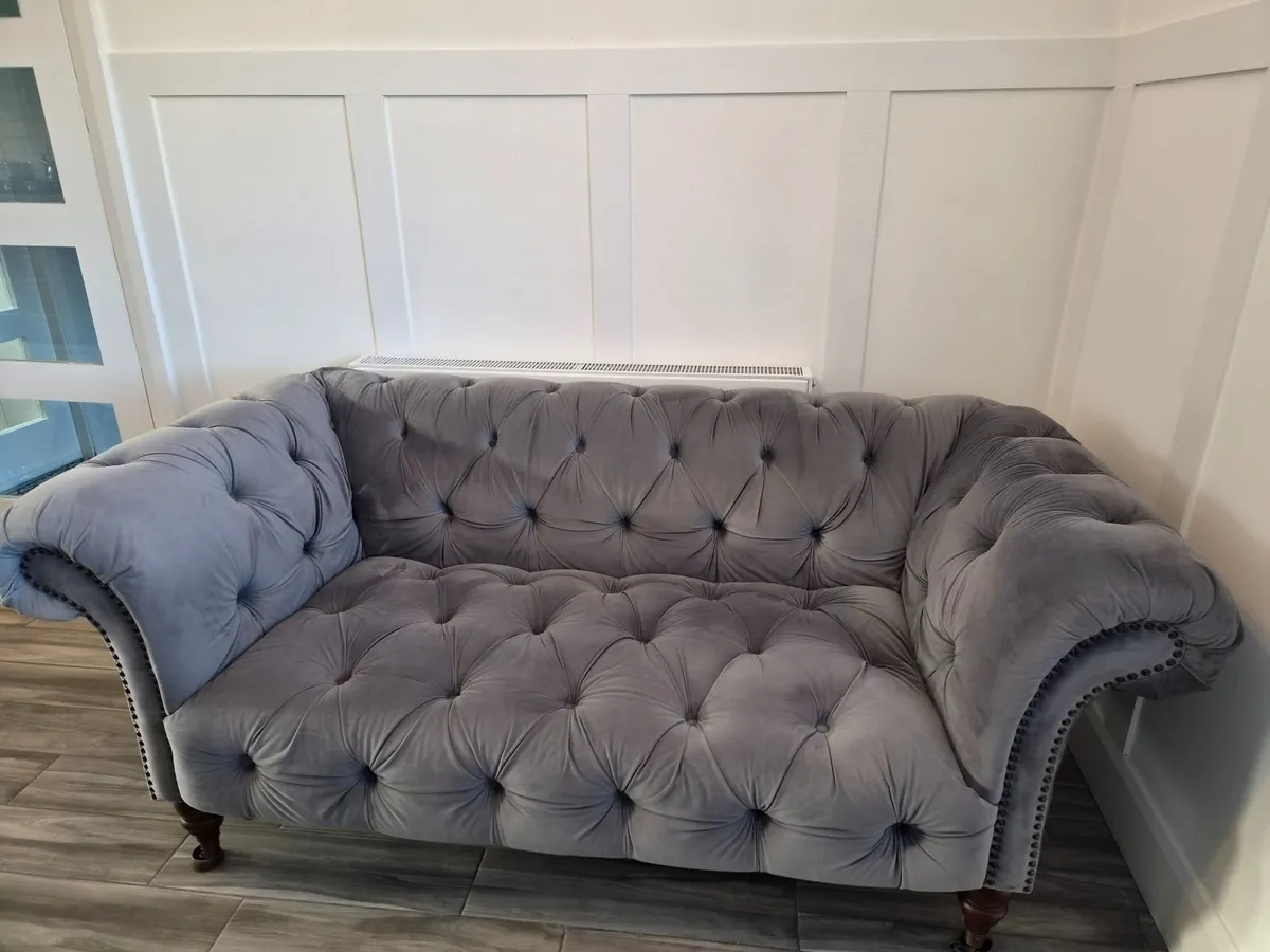 2 seater Chesterfield sofa and tub armchair - Image 2