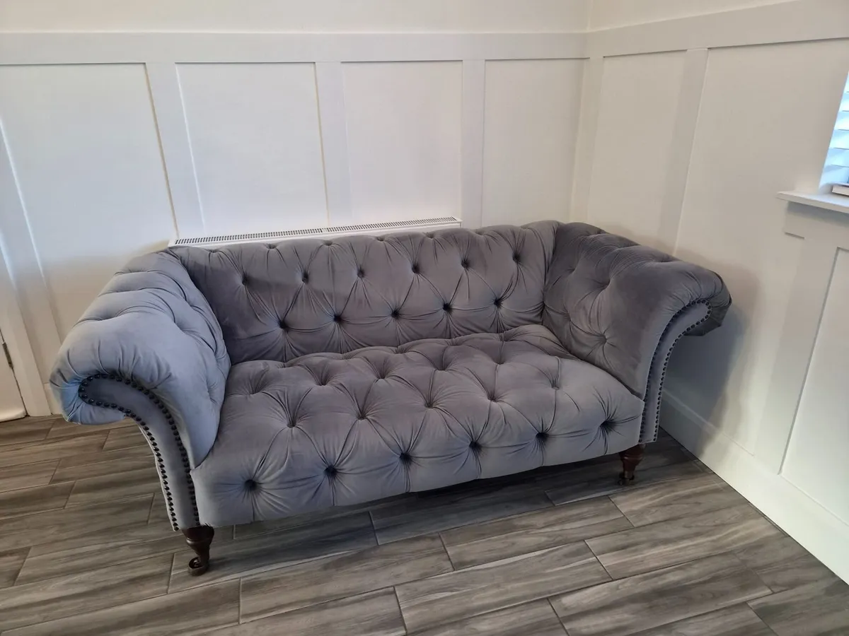 2 seater Chesterfield sofa and tub armchair - Image 3