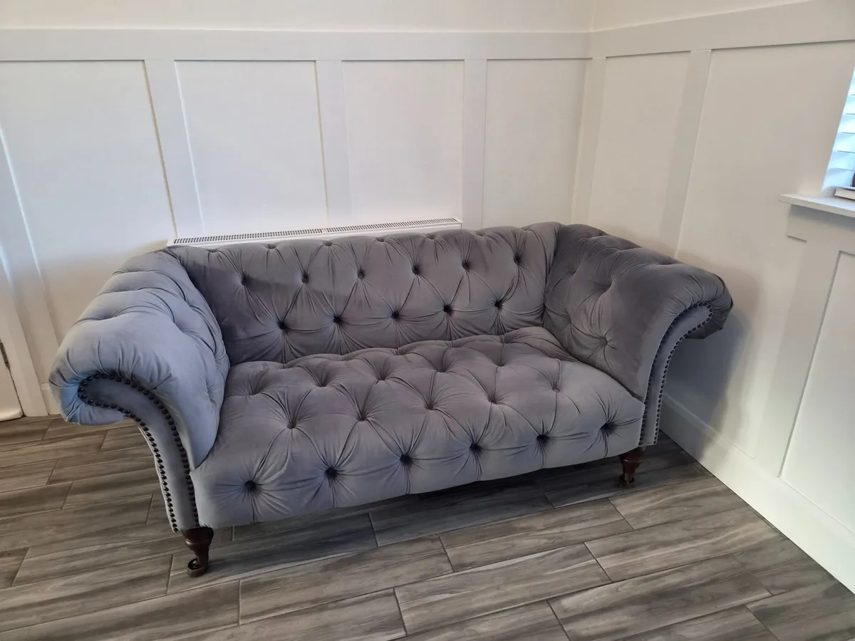 2 seater Chesterfield sofa and tub armchair - Image 1