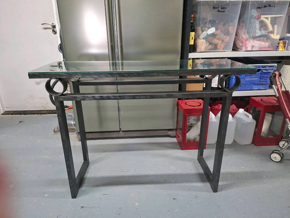 Glass Console / Hall Table – Antique Pewter Finish - Image 2