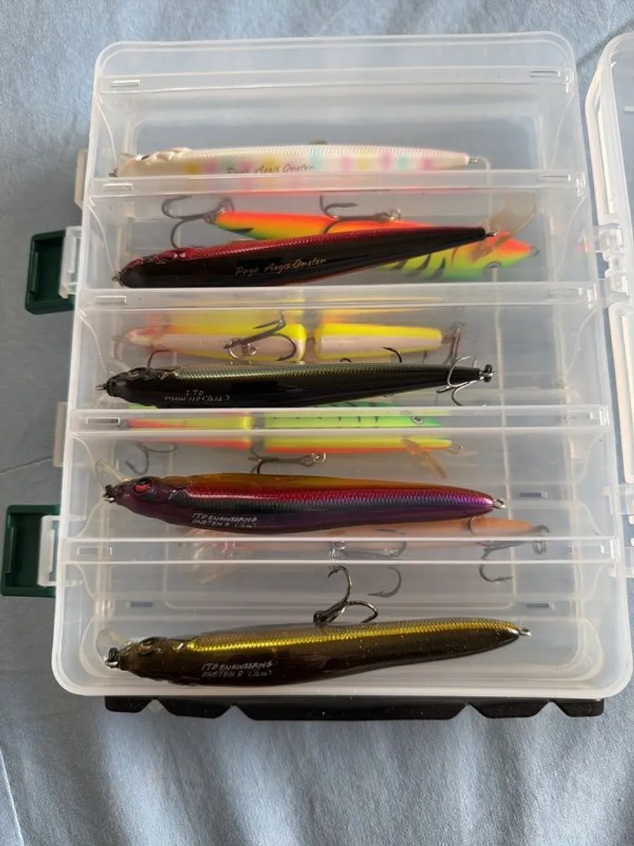 Lures (mega bass, rapala, payo) and box - Image 2
