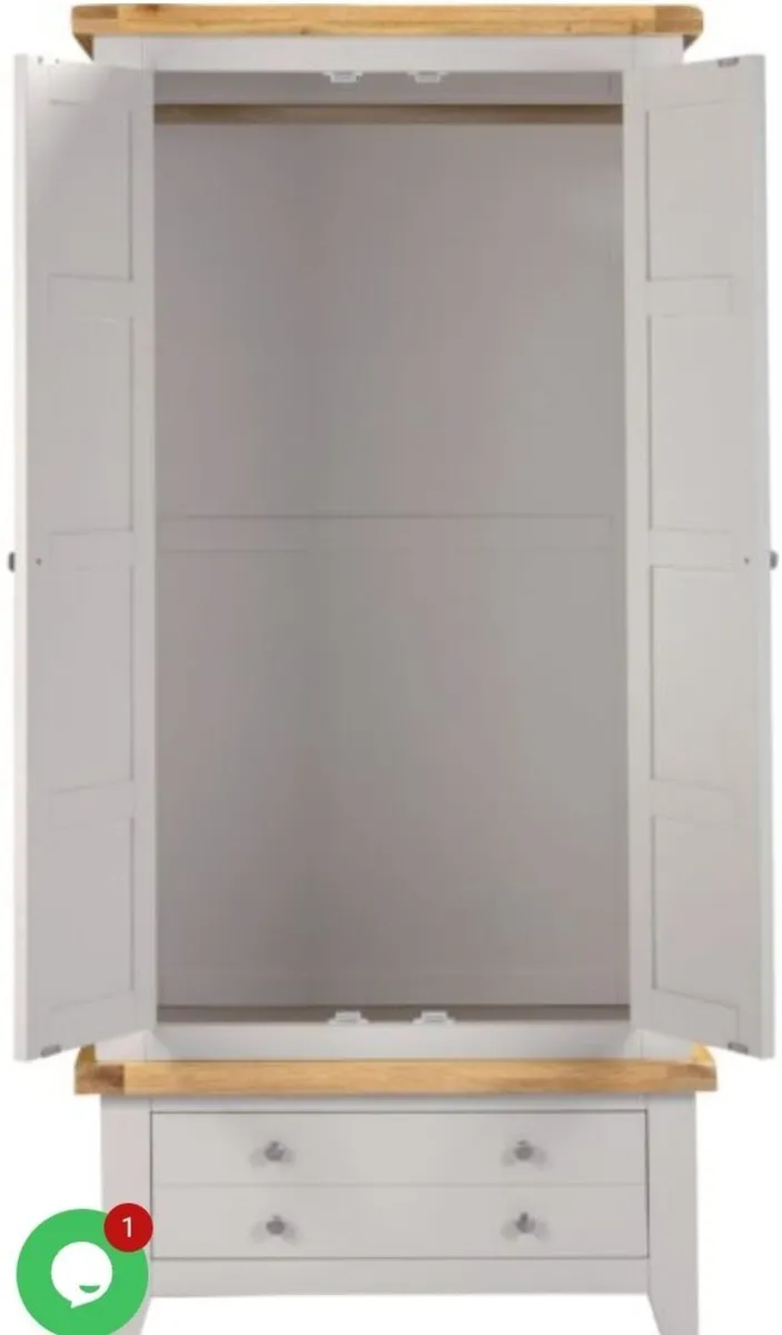 Windsor 2 Door 1 Drawer Wardrobe Pebble Grey & Oak - Image 2
