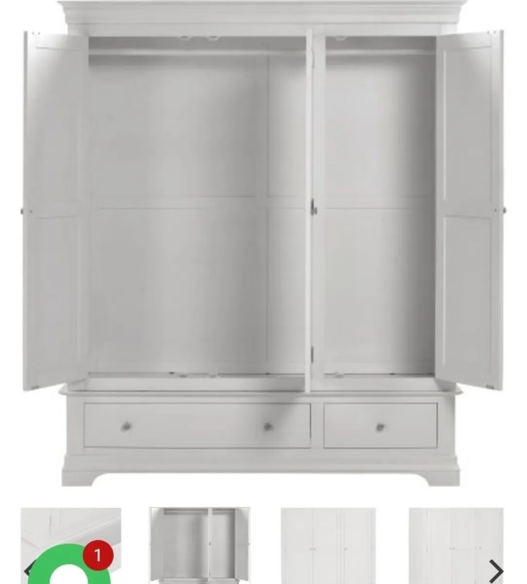 Bordeaux 3 Door Wardrobe Pebble Grey