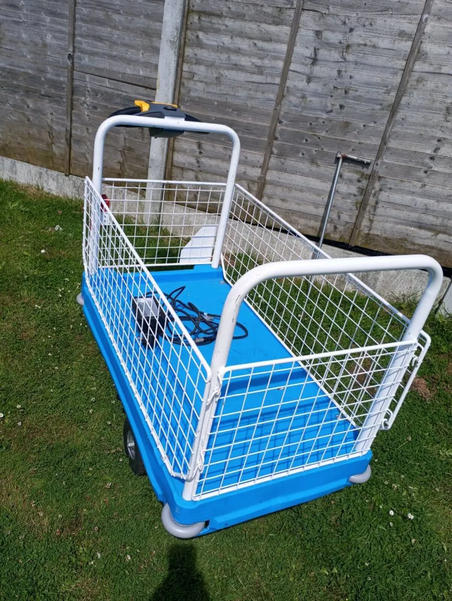 Electric platform/warehouse trolley with mesh side - Image 2