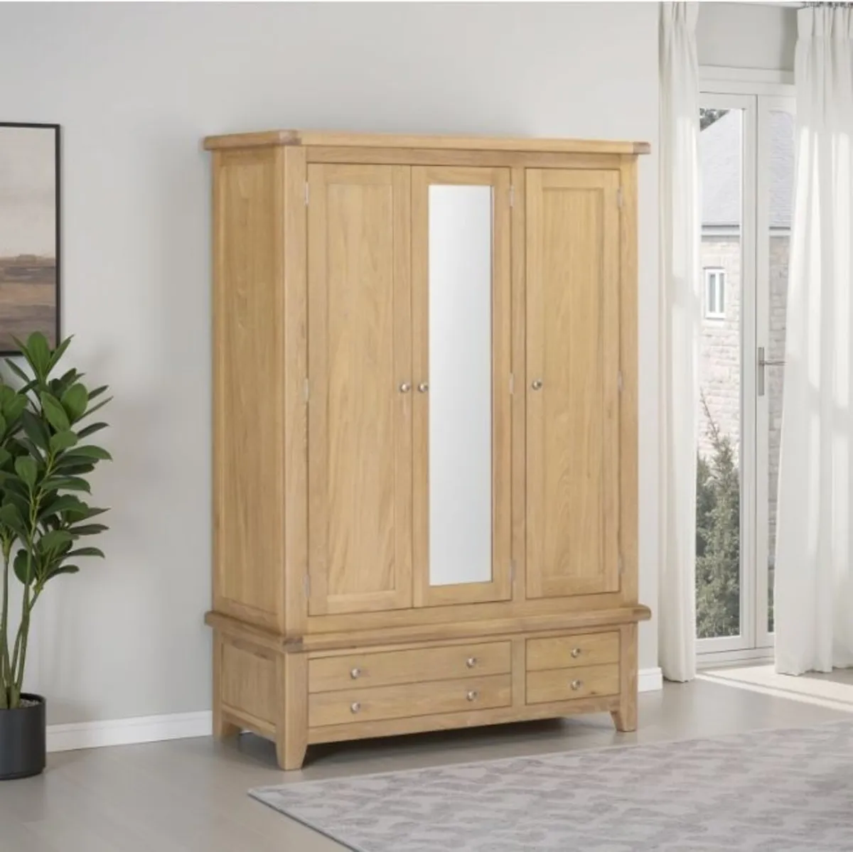 Windsor 3 Door 2 Drawer Wardrobe Natural Oak - Image 2