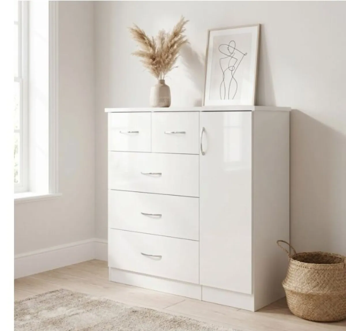 Nevada 5 Drawer Low Wardrobe