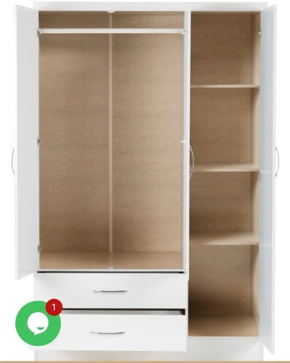 Nevada 3 Door 2 Drawer Mirrored Wardrobe - Image 1